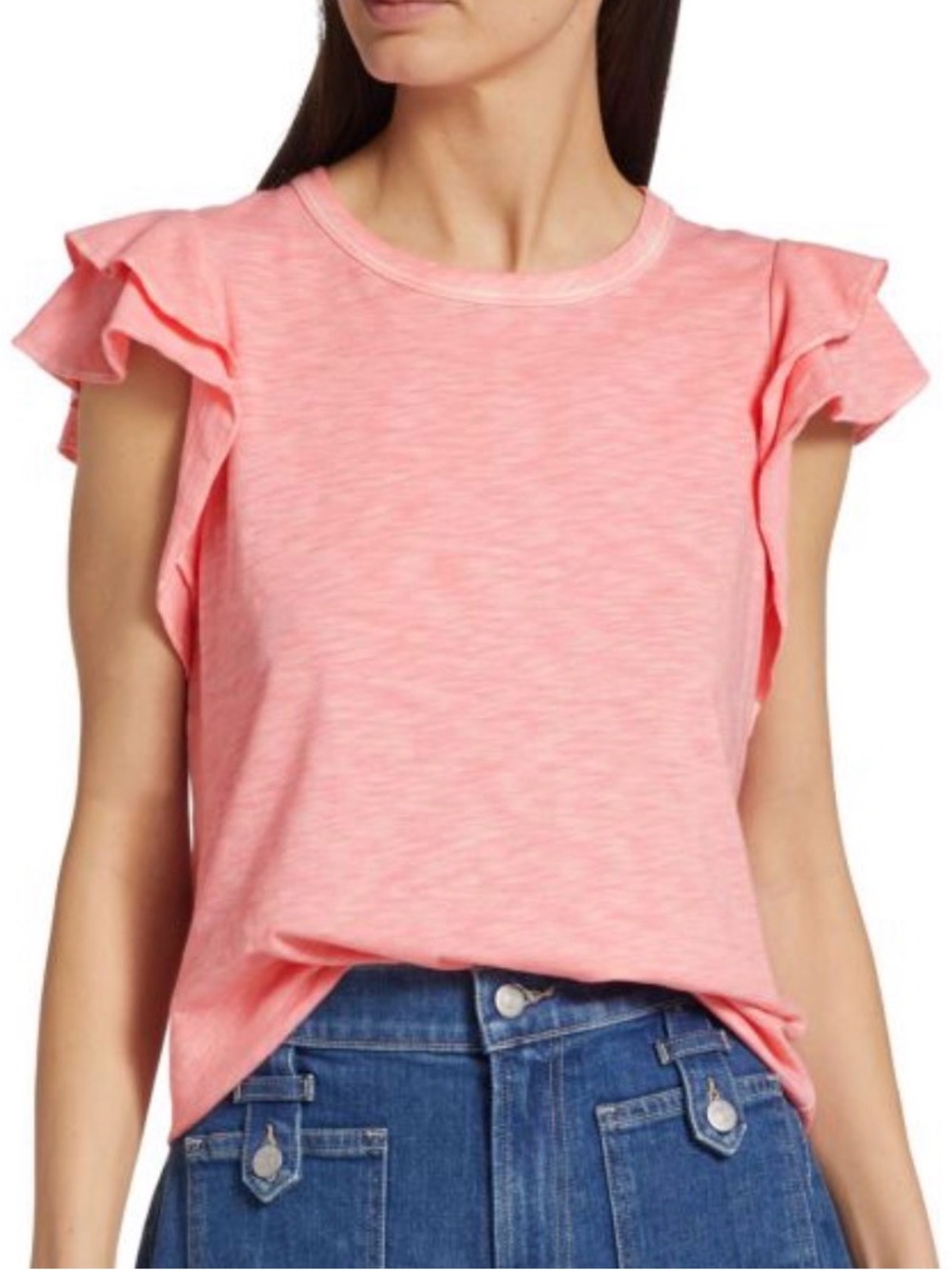 Veronica Beard Akeela Tee, Bright Coral